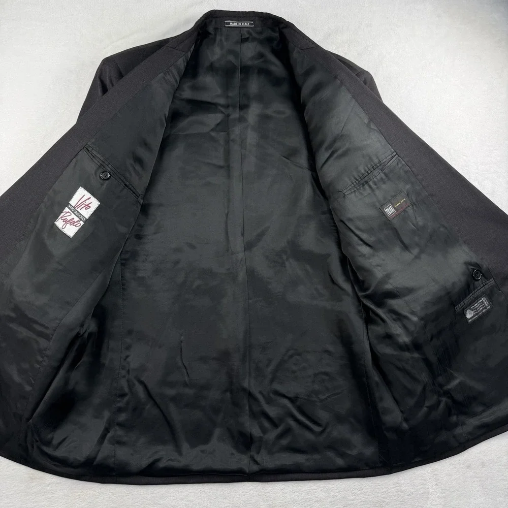 Vtg Vito Rufolo TESSE Super 100s Suit 42L 34x32 Charcoal Double Breasted Peak